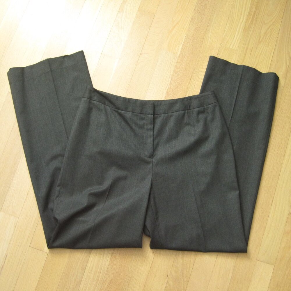 Lafayette 148 Virgin Wool Black Charcoal Dress Pants Size 8 Straight Leg Office